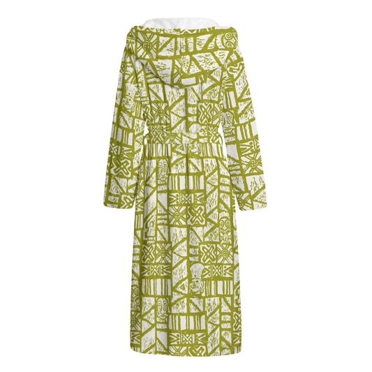 The Aloha Bathrobe – Shelter Island Tapa: White+Olive