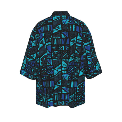 The Cabana Kimono – Shelter Island Tapa: Midnight Lagoon