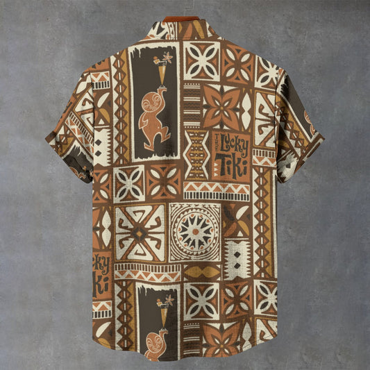 The Bartender Shirt - Lucky Tiki: Brown + Orange