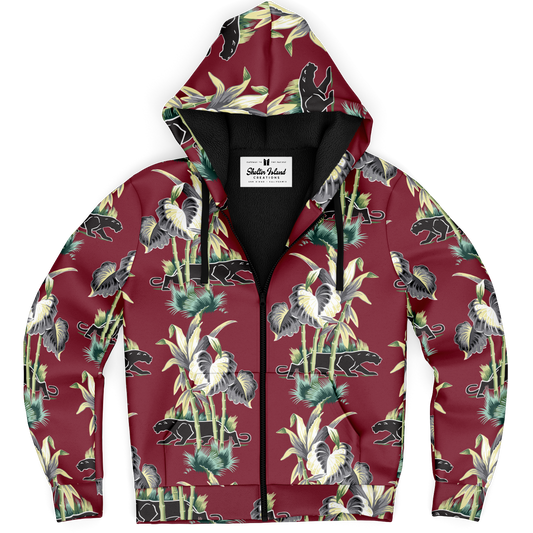 The Aloha Sherpa-Lined Hoodie – Jungle Cat: Dark Red