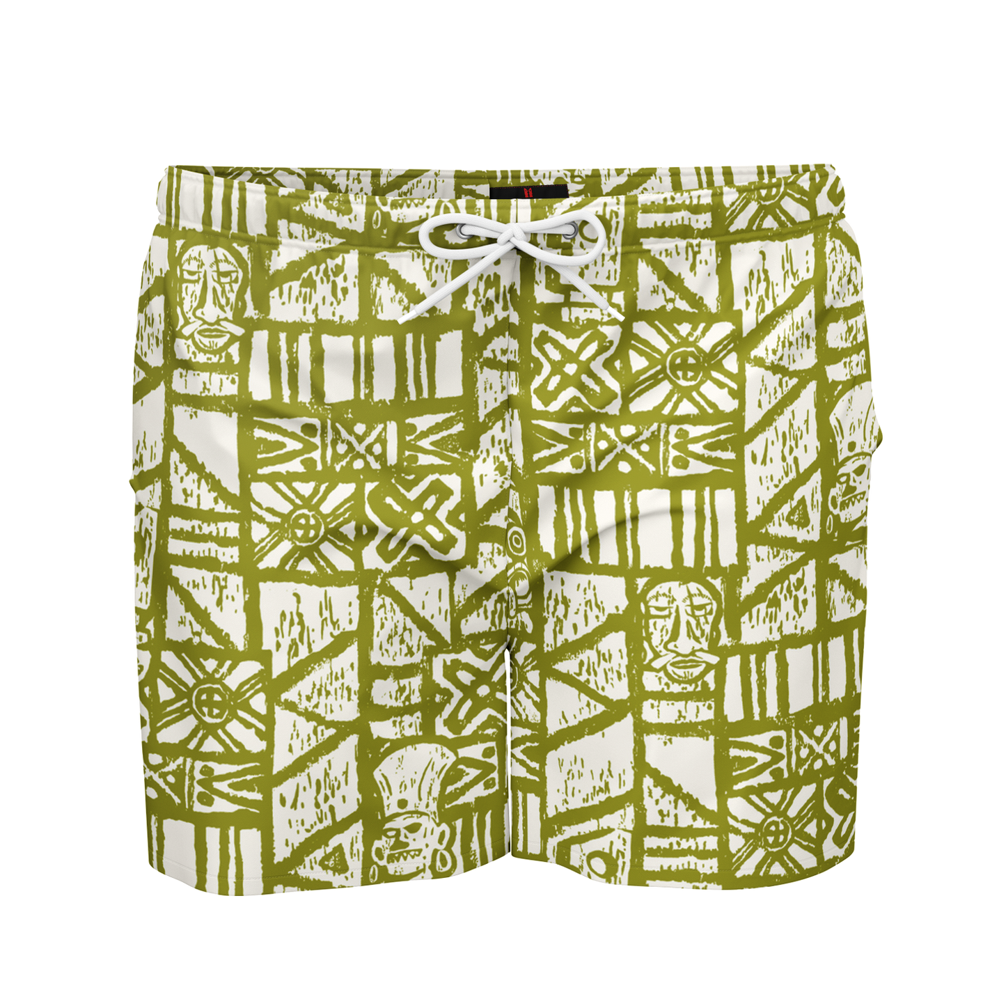 Swim Trunks – PLUS SIZE – Shelter Island Tapa: White+Olive