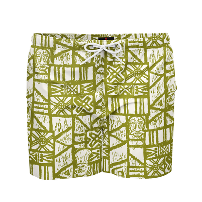 Swim Trunks – PLUS SIZE – Shelter Island Tapa: White+Olive