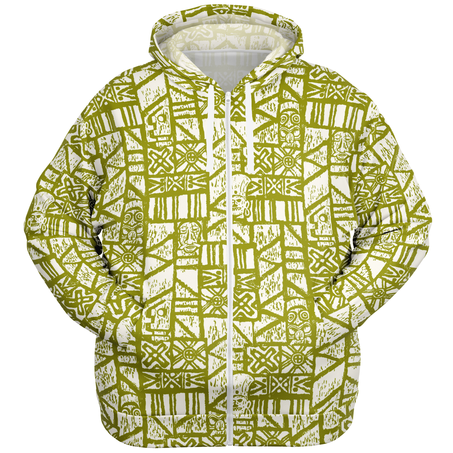 The Aloha Hoodie - PLUS-SIZE – Shelter Island Tapa: White+Olive
