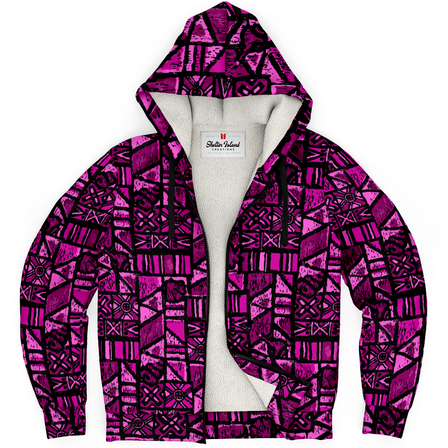 The Aloha Sherpa-Lined Hoodie – OG Tapa: Dragon Fruit