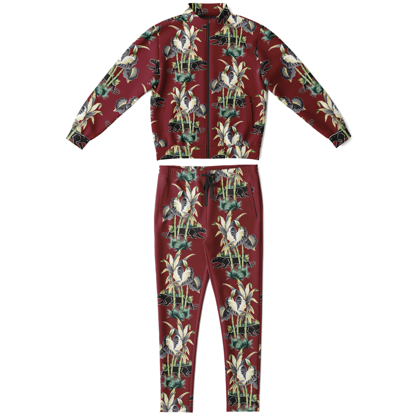 The Aloha Tracksuit – Jungle Cat: Dark Red+Black