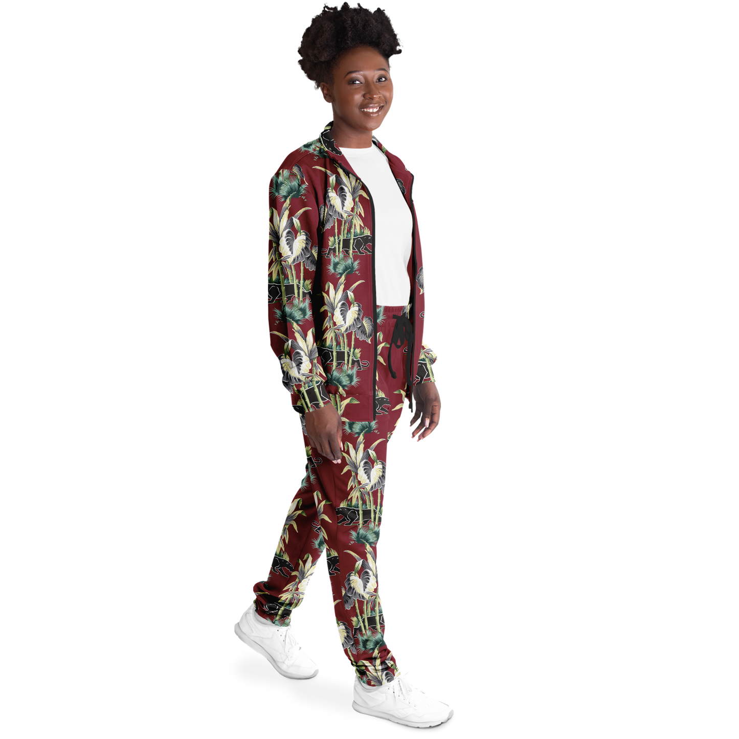 The Aloha Tracksuit – Jungle Cat: Dark Red+Black