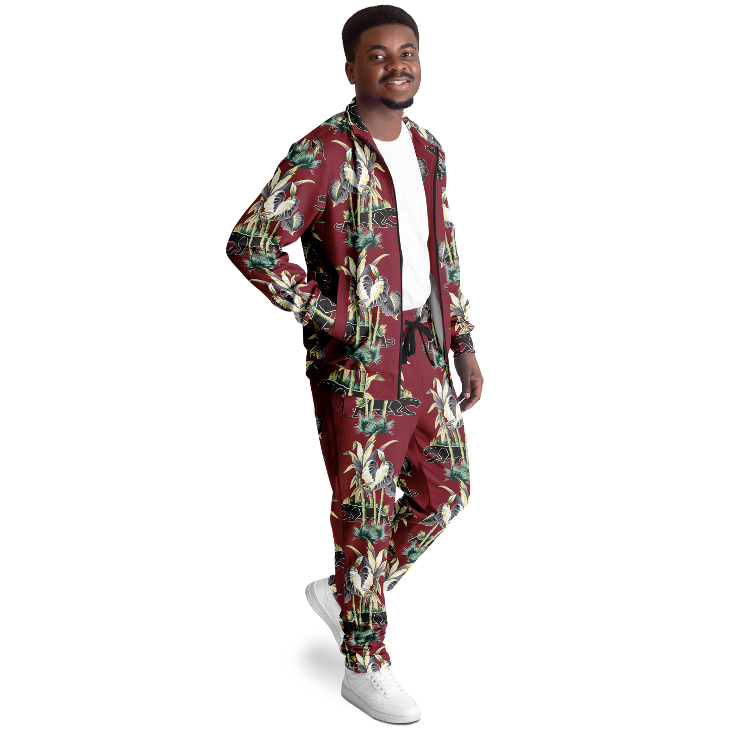 The Aloha Tracksuit – Jungle Cat: Dark Red+Black