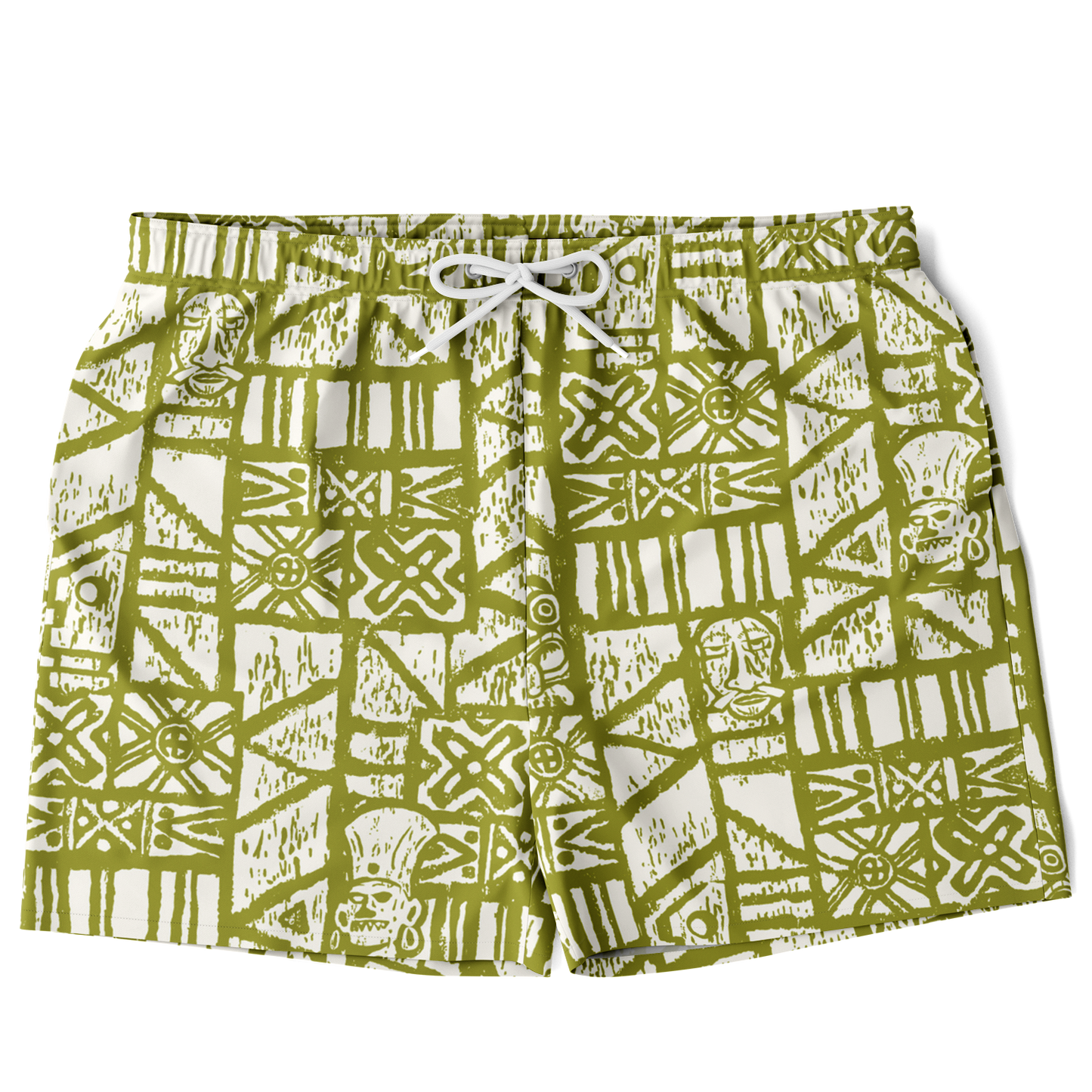 Swim Trunks – PLUS SIZE – Shelter Island Tapa: White+Olive