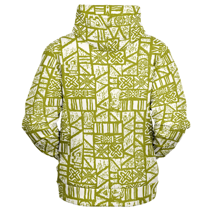 The Aloha Hoodie – Shelter Island Tapa: White+Olive