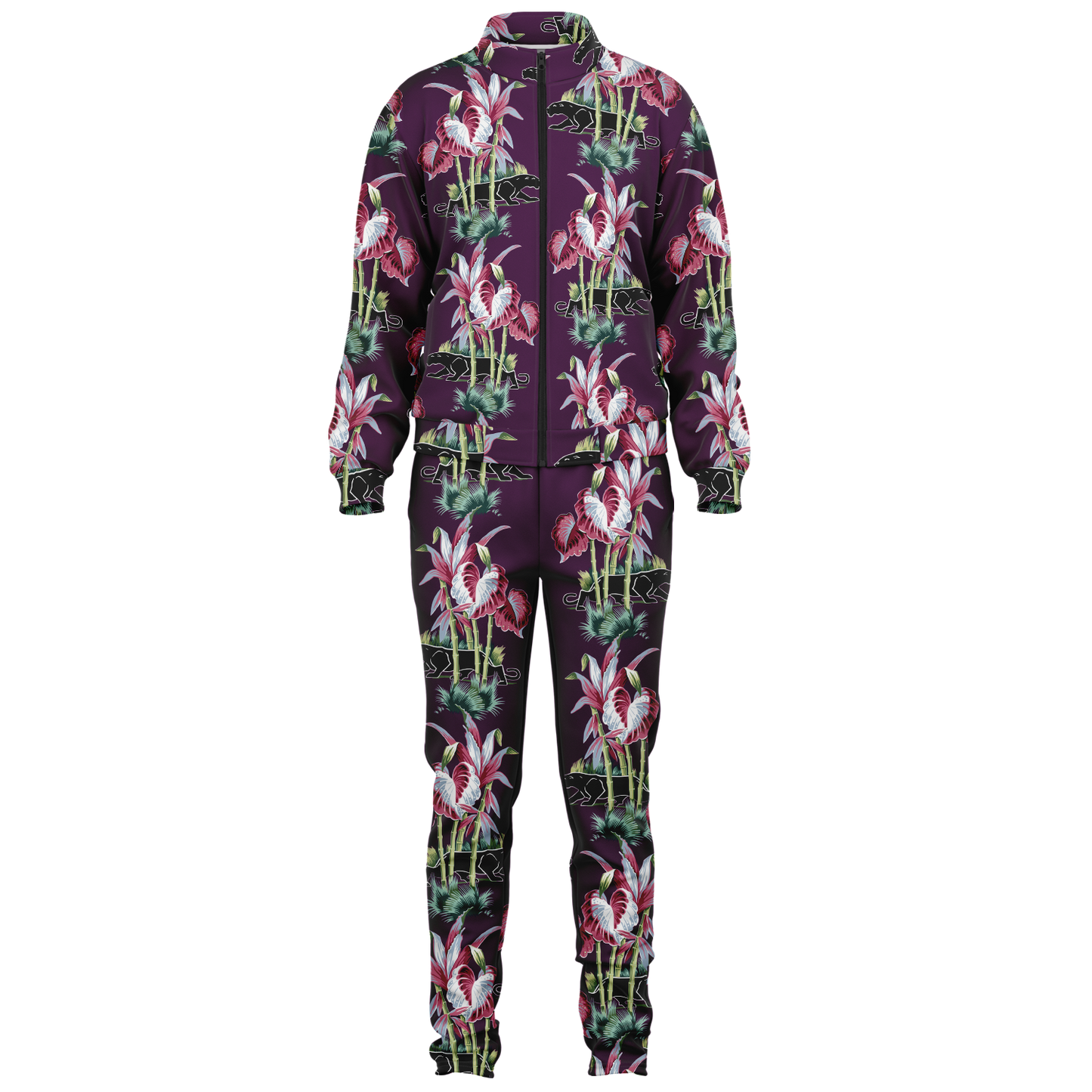 The Aloha Tracksuit – Jungle Cat: Purple+Black