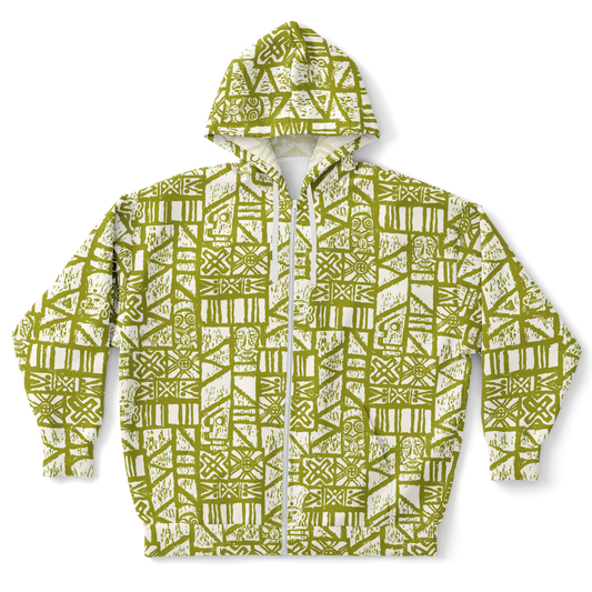 The Aloha Hoodie - PLUS-SIZE – Shelter Island Tapa: White+Olive
