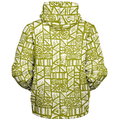 The Aloha Sherpa-Lined Hoodie – Shelter Island Tapa: White+Olive