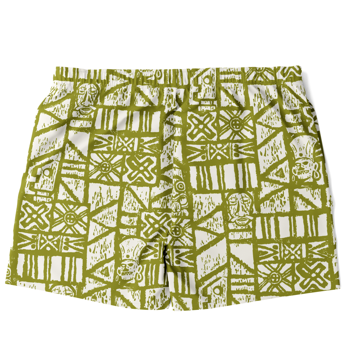 Swim Trunks – PLUS SIZE – Shelter Island Tapa: White+Olive