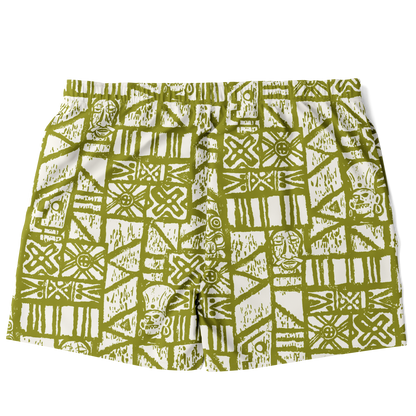 Swim Trunks – PLUS SIZE – Shelter Island Tapa: White+Olive