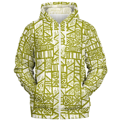 The Aloha Hoodie – Shelter Island Tapa: White+Olive