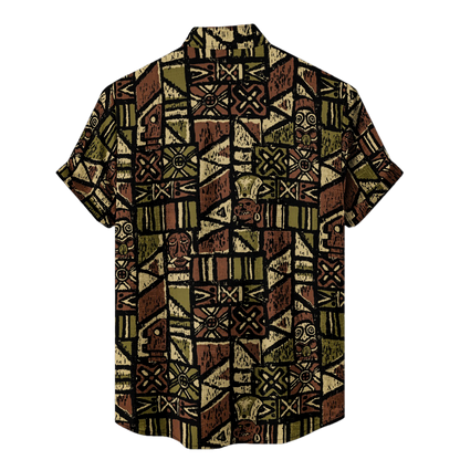 Bartender Shirt – Shelter Island Tapa: Tan+Green+Brown