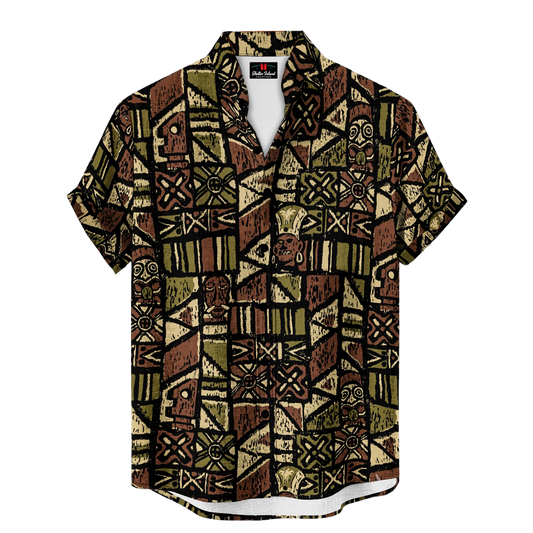 Bartender Shirt – Shelter Island Tapa: Tan+Green+Brown