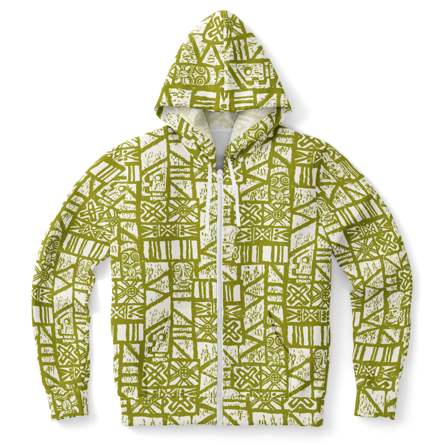 The Aloha Hoodie – Shelter Island Tapa: White+Olive