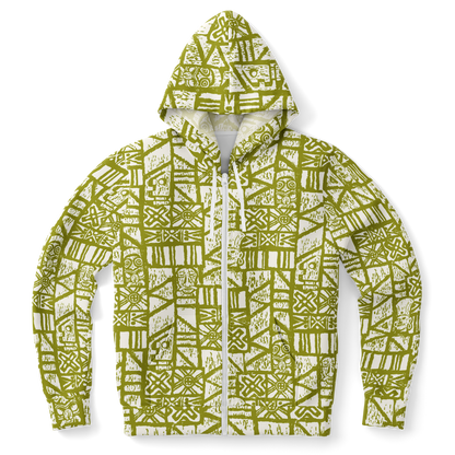 The Aloha Hoodie – Shelter Island Tapa: White+Olive