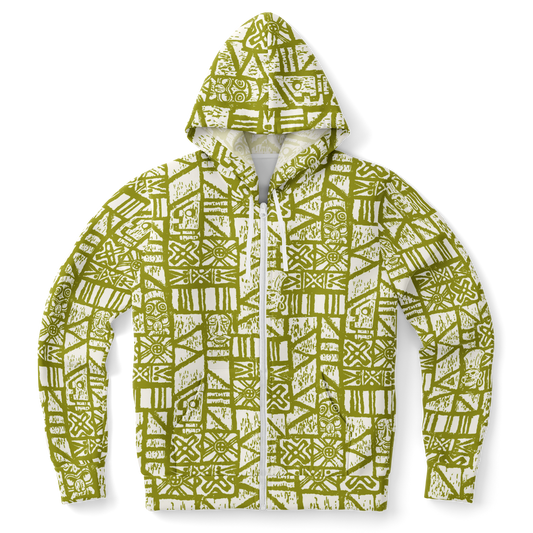 The Aloha Hoodie – Shelter Island Tapa: White+Olive