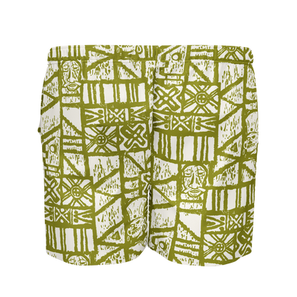 Swim Trunks – PLUS SIZE – Shelter Island Tapa: White+Olive