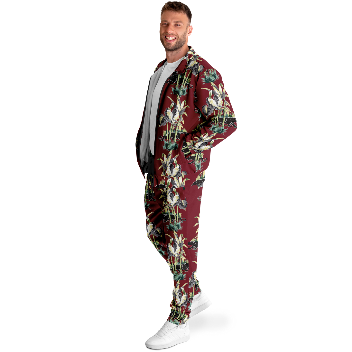 The Aloha Tracksuit – Jungle Cat: Dark Red+Black