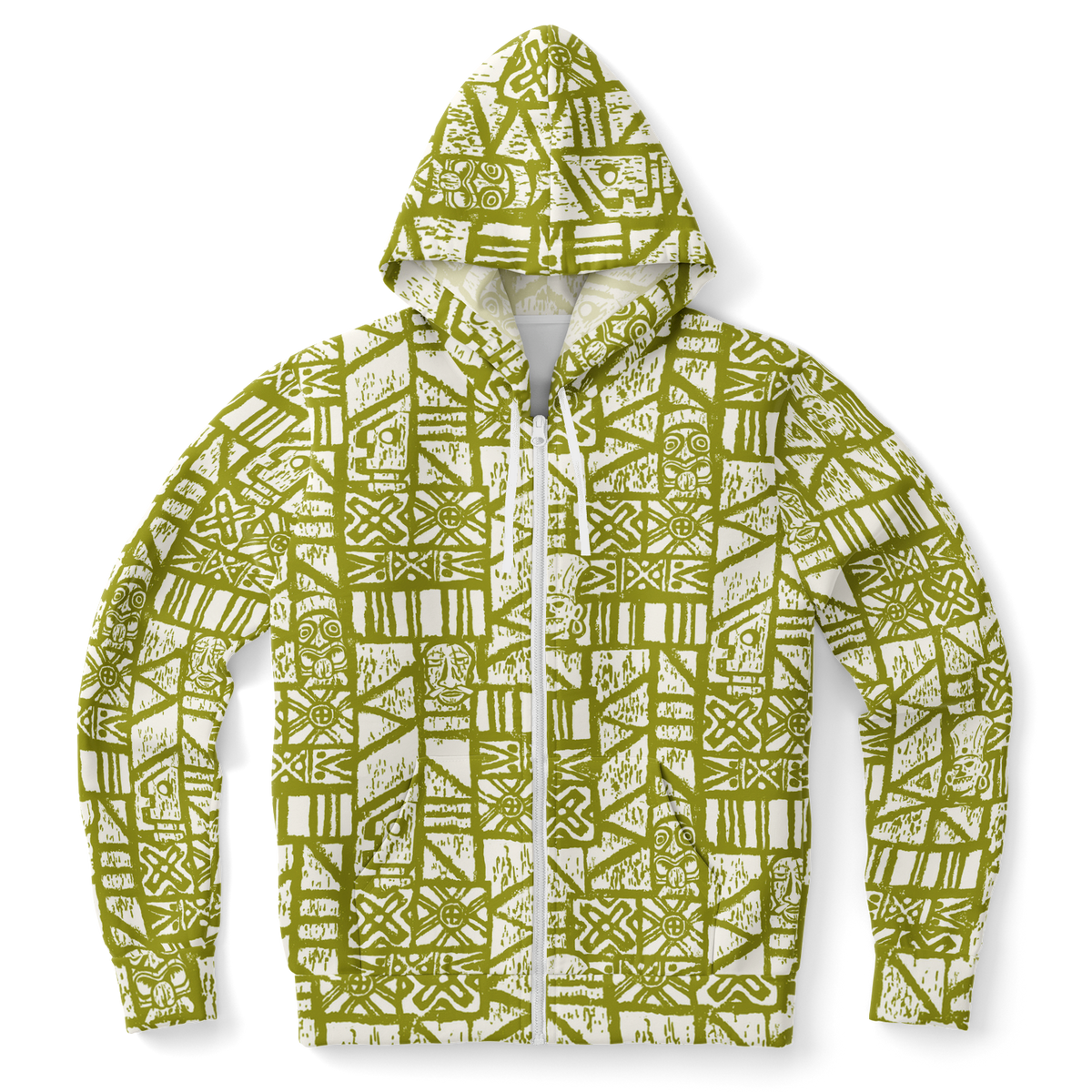 The Aloha Hoodie – Shelter Island Tapa: White+Olive