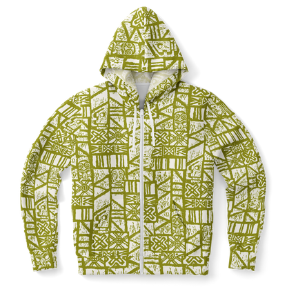 The Aloha Hoodie – Shelter Island Tapa: White+Olive