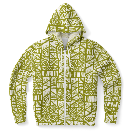 The Aloha Hoodie – Shelter Island Tapa: White+Olive