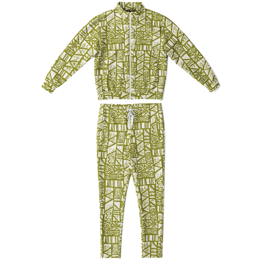 The Aloha Tracksuit – Shelter Island Tapa: White+Olive
