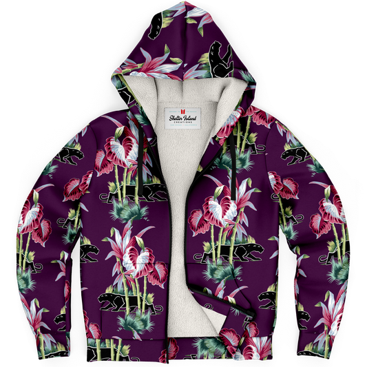 The Aloha Sherpa-Lined Hoodie – Jungle Cat: Purple