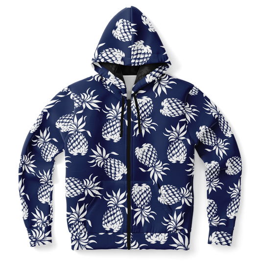 The Aloha Hoodie – Pineapples of Eternity: Navy+White